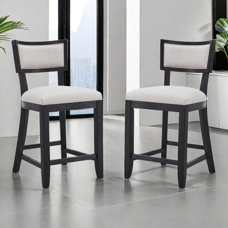Netzer Fabric Upholstered Counter Stools, Chocolate