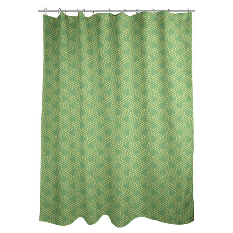 Rideau de douche simple Classic Zig Zag, Vert / Jaune