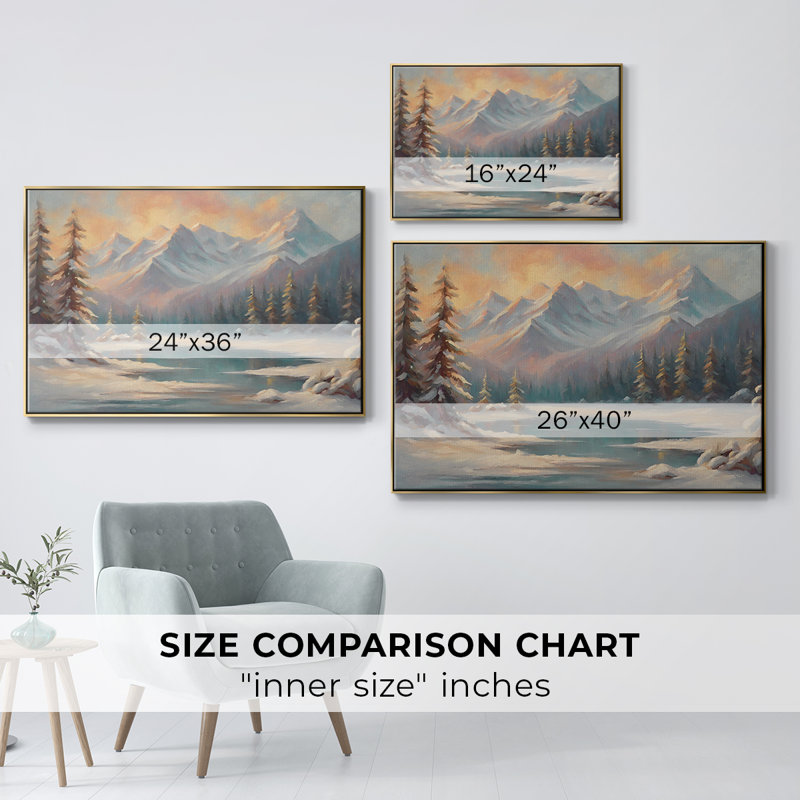 Paysage rétro - CL XXXII, Toile avec cadre flottant or, H 27 po x l 41 po x P 2 po