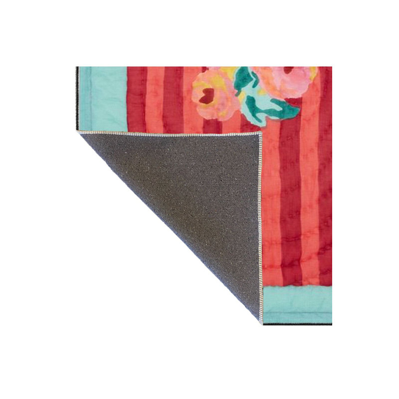 Tapis tissé multicolore à rayures verticales lavables, Sous-tapis rectangulaire 5 pi 1 po x 7 pi 7 po inc