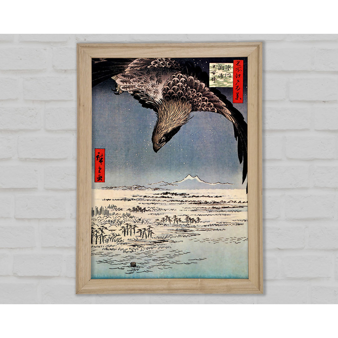 Hiroshige Vogel im Flug - Druck