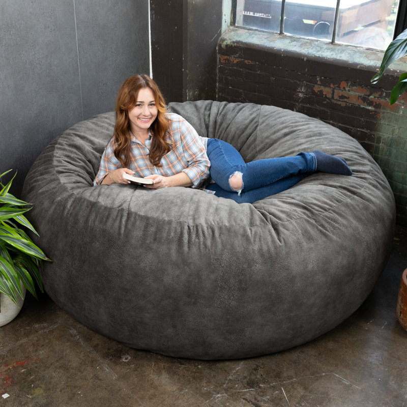 Fauteuil à billes géant pour adultes Saxx - Wrangler, Microfibre / microsuède étain
