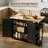 51" Rolling Kitchen Island Cart with Solid Rubberwood Drop-Leaf Countertop, Storage Cabinet, Adjustable Shelf and Locking Casters-2031172371