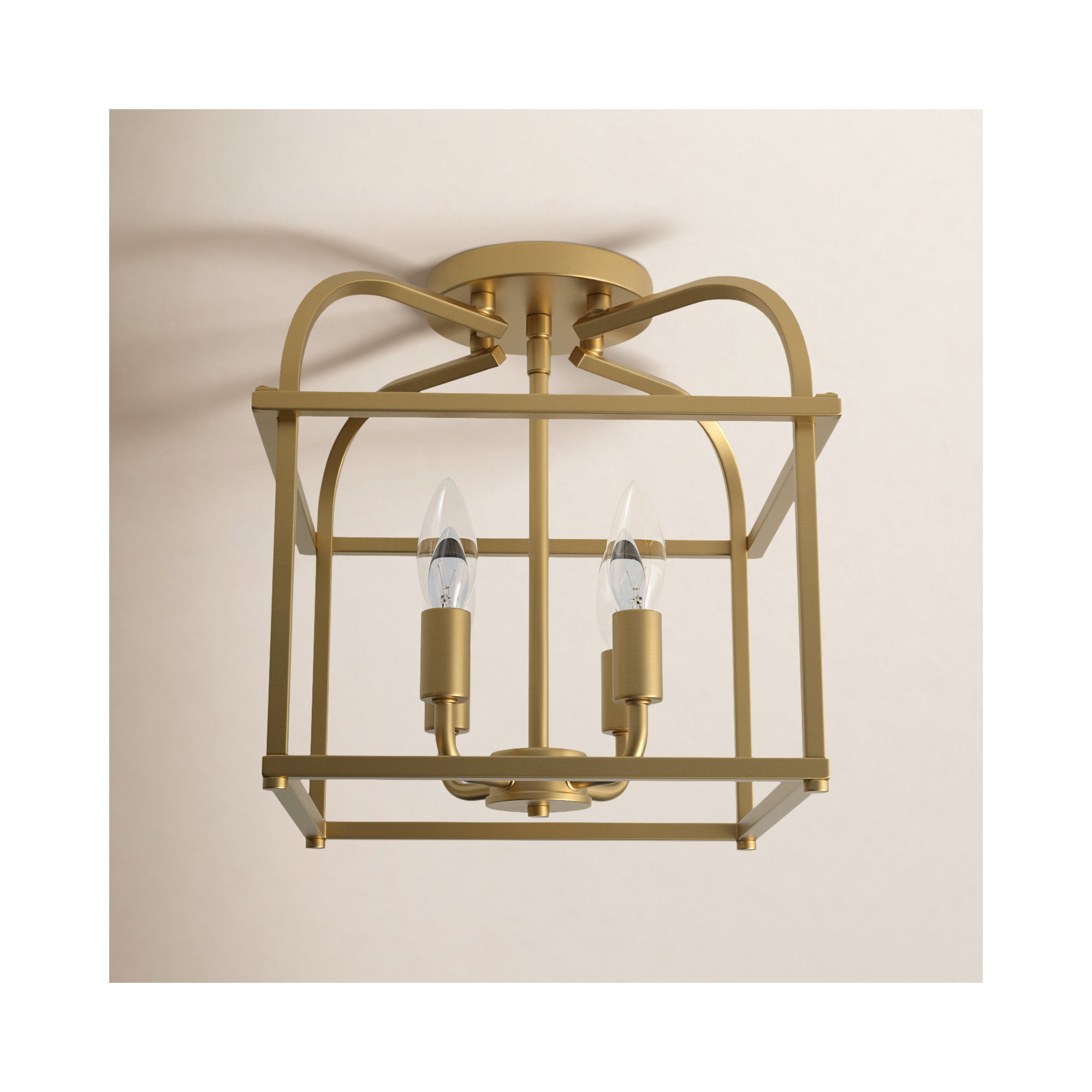 Condor 4 Light Semi Flush Mount, Natural Brass