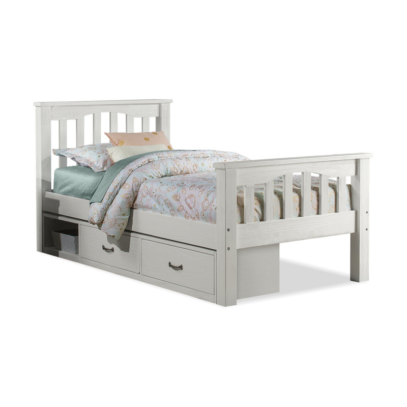 Lit plateforme simple avec rangement Mateo, Blanc
