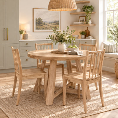 4 -Person Rubberwood Solid Wood Dining Set