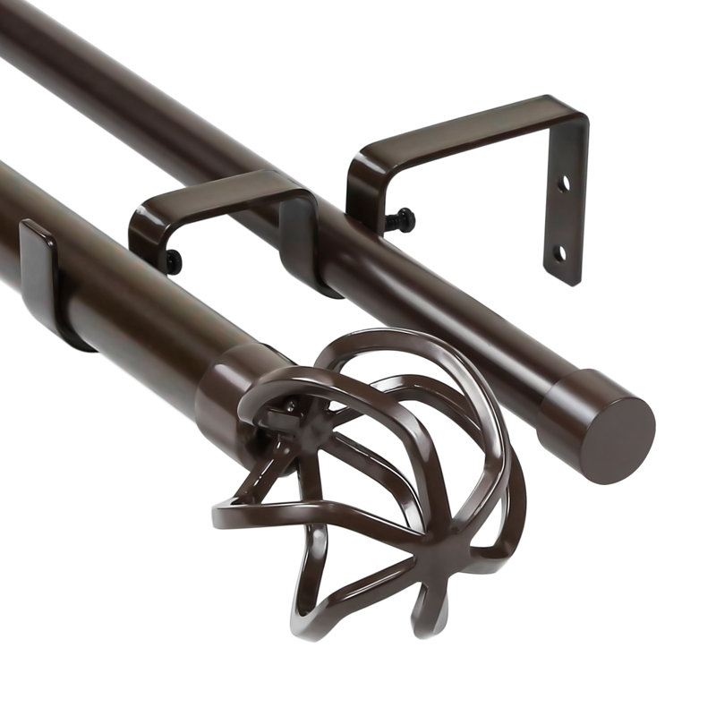 Cottrill Steel Adjustable Double Curtain Rod, Bronze, 1" H x 48" W x 1" D