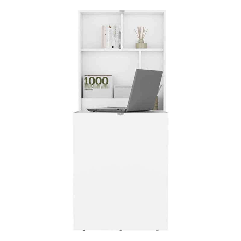 Table pliante 33 po x 23 po avec quatre tablettes, pour bureau, bureau rectangulaire blanc multifonctionnel moderne de 23,62 po de largeur x 32,91 po de profondeur, 4 bureaux peu encombrants