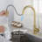 Kitchen Faucet With Touch And Pull Down , Single Lever For Simple Water Temperature Flow Adjustment, High - Arc Nozzle Rotating 360, Brushed Gold Stainless Steel Corrosion Treatment, Aerators A