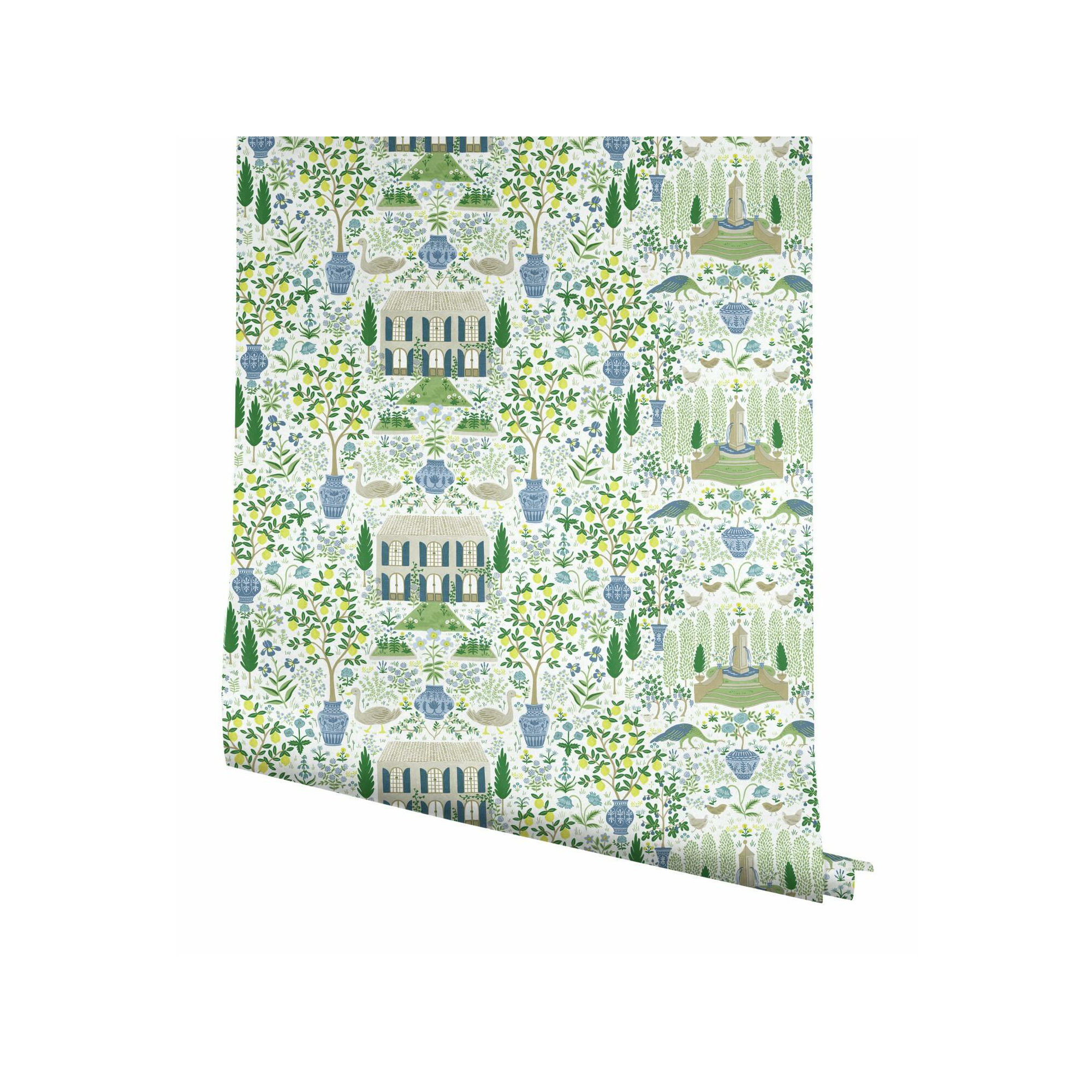 Rifle Paper Co. Camont 27' x 27" Wallpaper Roll, Blue/Green