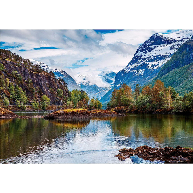 Magnifique peinture murale paysage naturel de la Norvège, L 66 po x l 96 po
