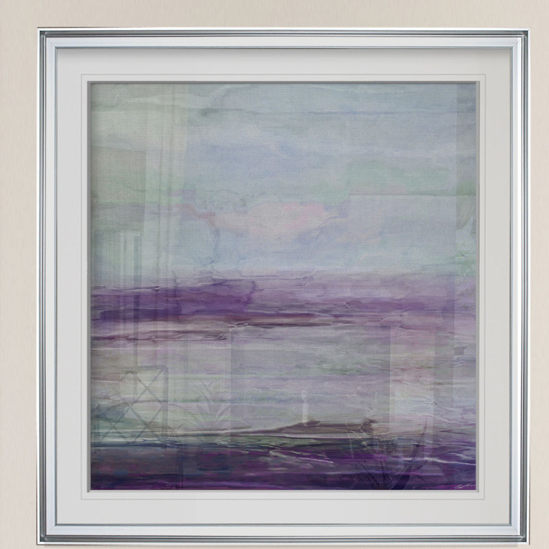 « mauve gris ii », peinture, H 16 po x l 16 po x p 2 po, Cadre argenté