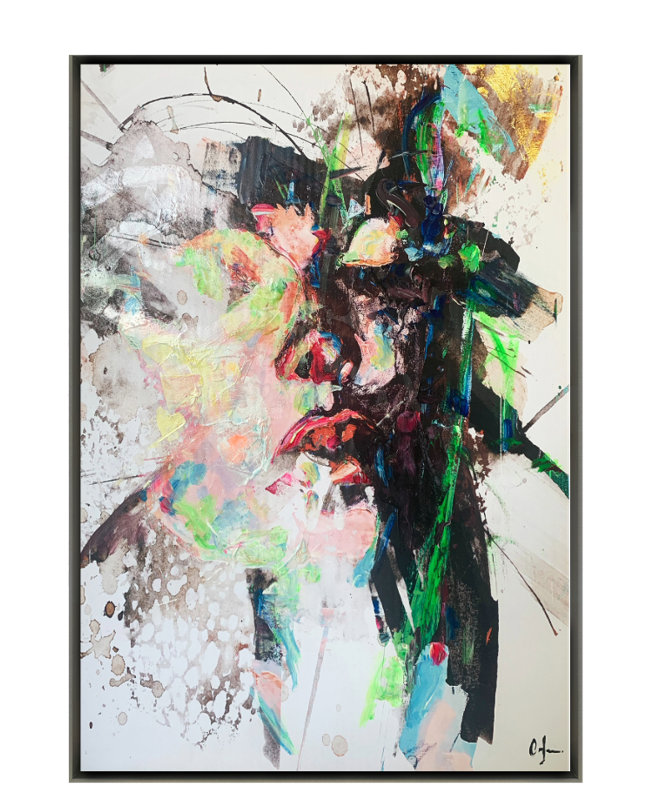 Verre Eclate Luxury Canvas Artwork, 180 cm H x 94 cm W, Silver