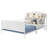 Full Size Metal Platform Bed Frame With Light, Kids Full Metal Bed With Upholstered And Storage Headboard, White-1929580548-1929580550