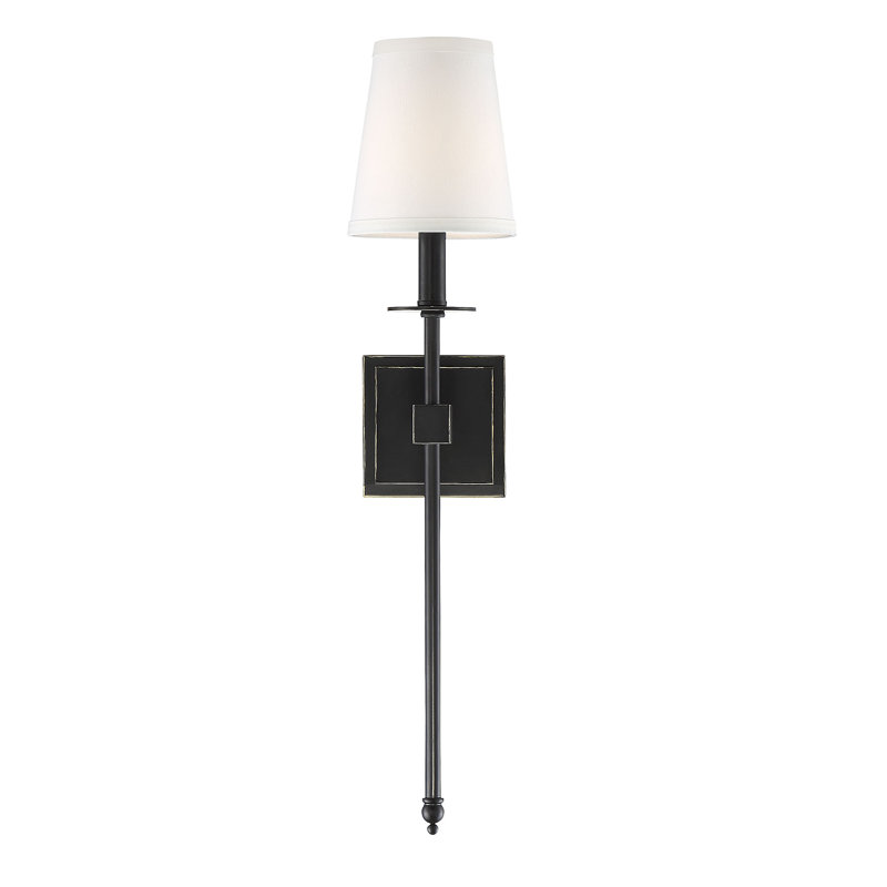 Applique murale à 1 lumière à intensité variable en bronze classique Barrett, H 24 po x l 5 po x P 5 po, Bronze classique