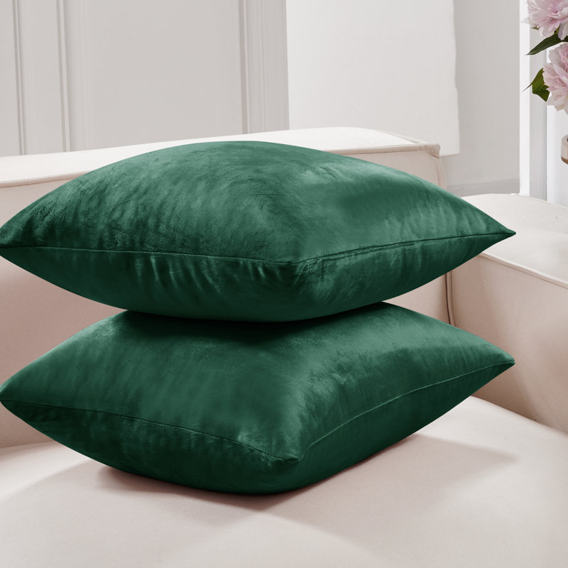  Housse de coussin carré en velours, 18 po x 18 po, Vert Amy