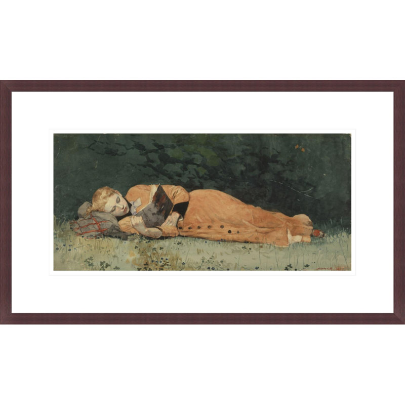 «The New Novel» par Winslow Homer, impression giclée sur cadre, H 13,13 po x l 21,75 po