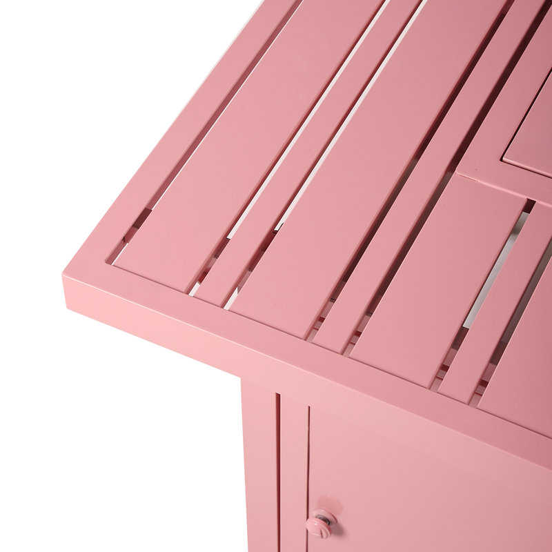 Raeann Square Aluminum Propane Smokeless Fire Pit Table with Hidden Fuel Tank, Pink