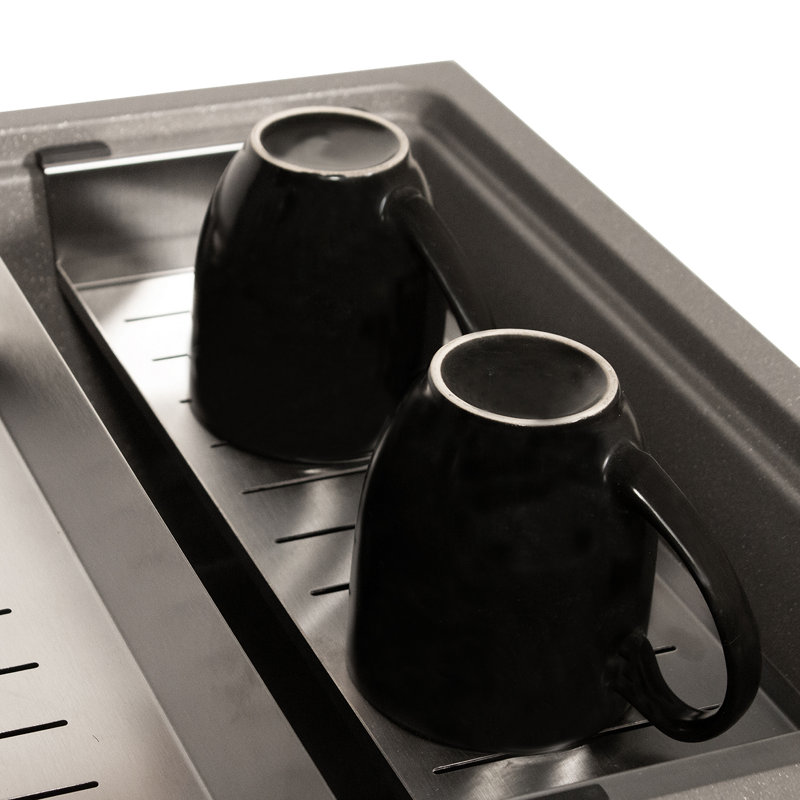 Nantucket Sinks 30 Inch  Dualmount Granite Composite Prep-Station with Side Set Drain, Titanium
