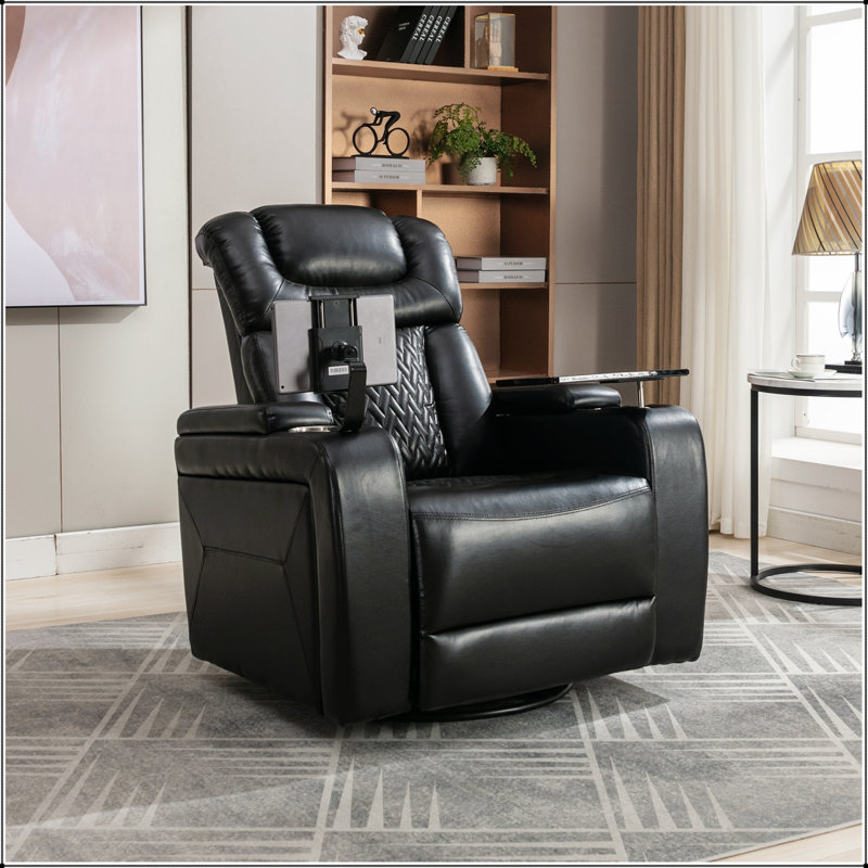 Fauteuil inclinable électrique en cuir PU 270 degrés avec port USB, porte-gobelet et plateau pour un confort ultime