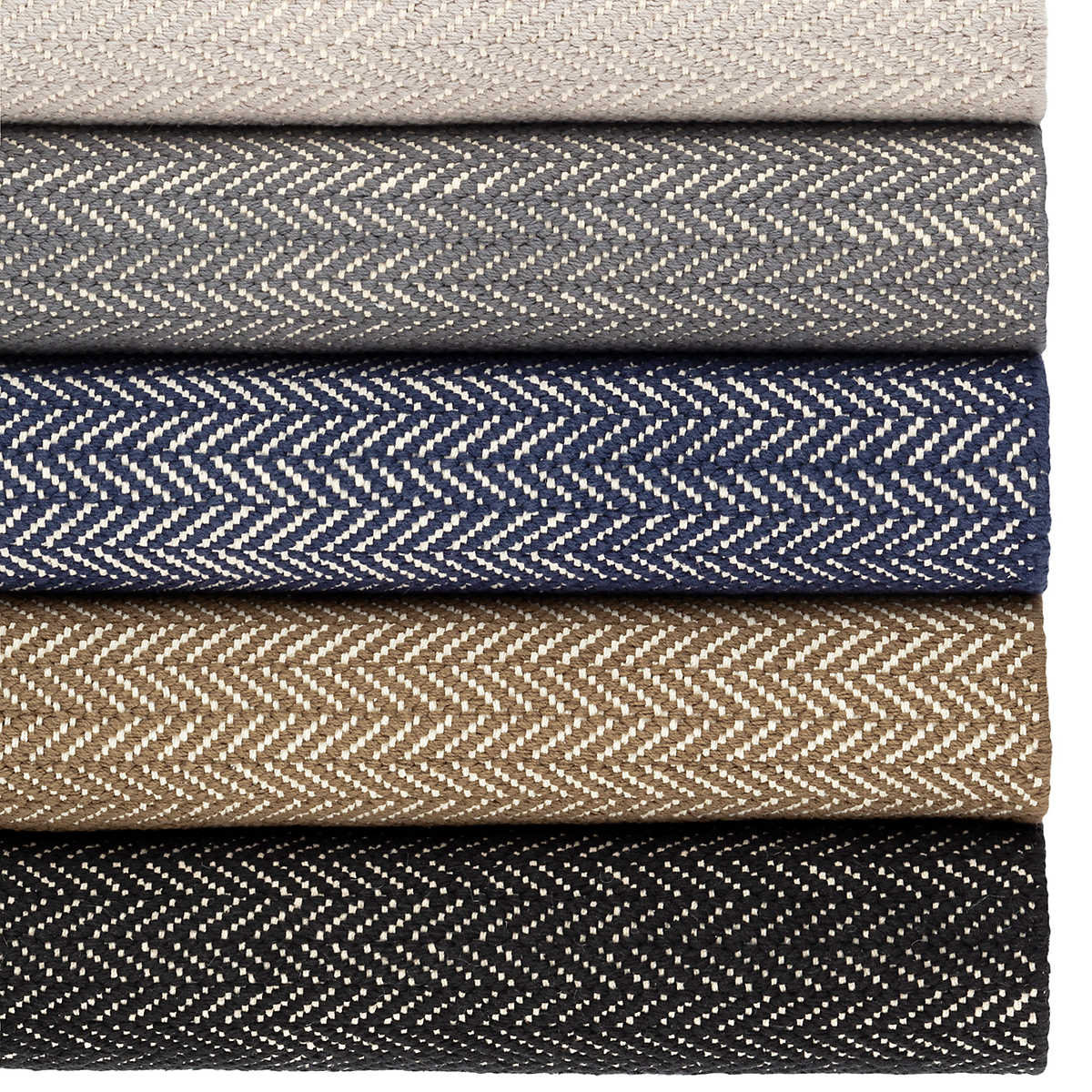 Herringbone Black Flatweave Chevron Cotton Rug, Rectangle 9'6" x 13'6"
