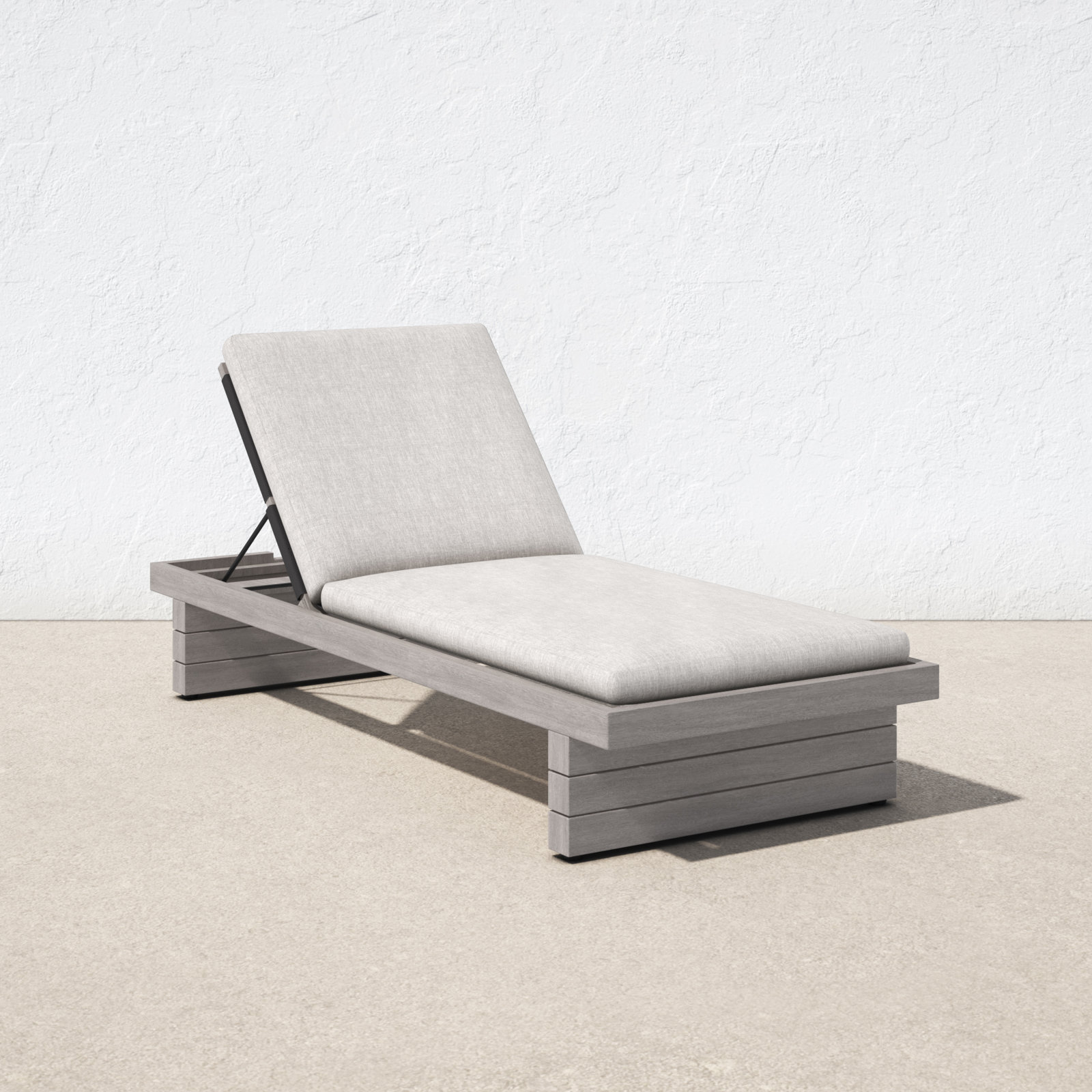 Davie 31.5'' Outdoor Teak Chaise Lounge, Stone Gray, Gray