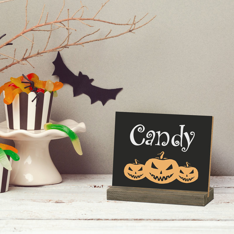 Mini Tabletop Wood Chalkboard Sign, Brown