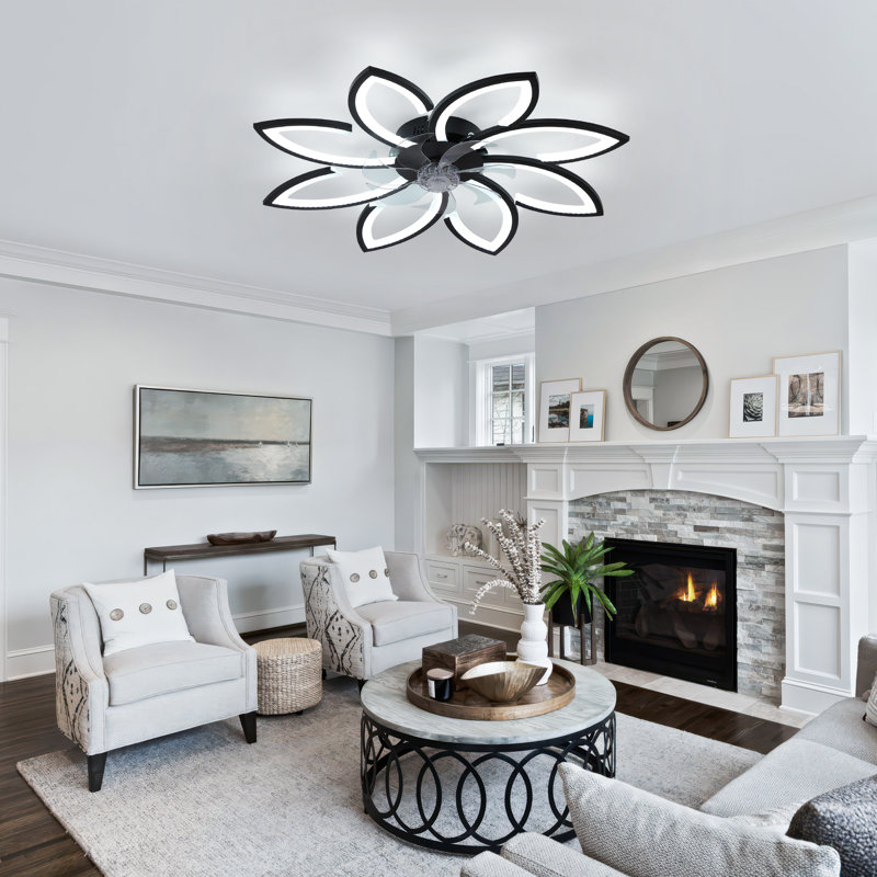 34.3" LED 7 Blade Ceiling Fan With Light, Remote & App Control, Dimmable,6 Speed Settings And Timer, For Bedroom, Kitchen & Living Room