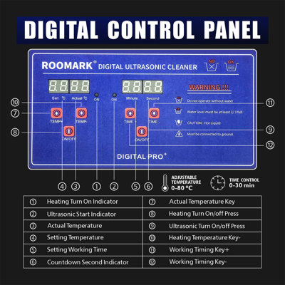 ROOMARK 30L Ultrasonic Cleaner With Digital Timer & Heater 40Khz Lave-Dishes Portable Washing Machine Diswasher Ultrasound Home Appliances -  US05E000006-00