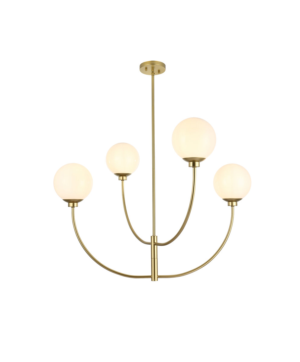 Kyle 4-Light Chandelier, Brass, 27" H x 36" W x 36" D