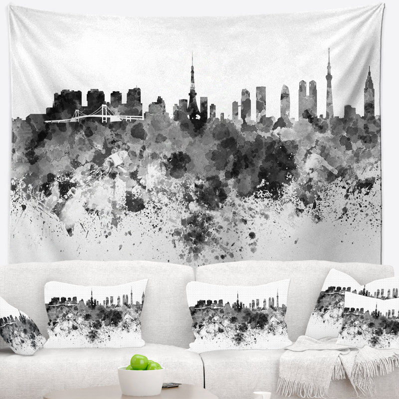 Tapisserie de tokyo skyline Cityscape, H 32 po x l 39 po