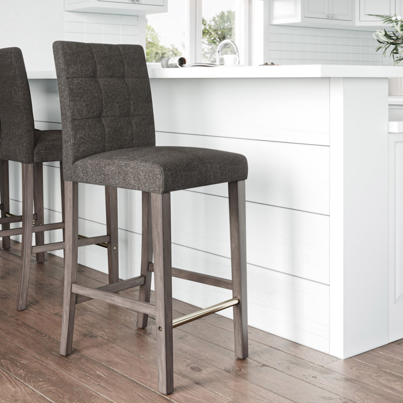 Idleman Upholstered Counter & Bar Stool, Charcoal Brown, Bar Stool (31” Seat Height)