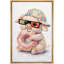 «Cute Pig With Donut», image de chambre d'enfant, impression sur toile encadrée-131996491-131996494