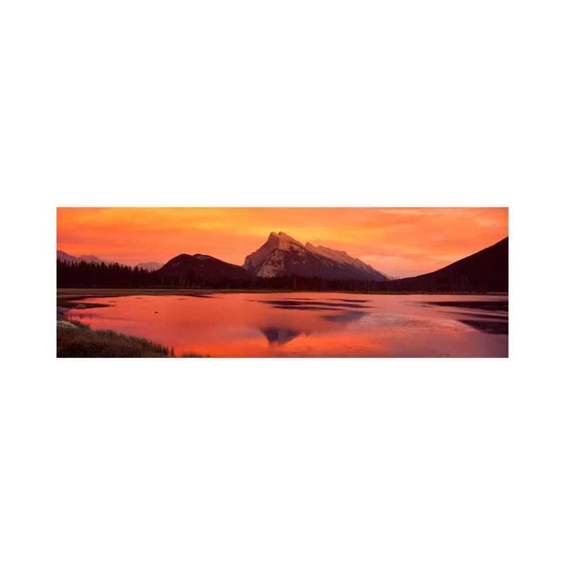 Mt Rundle And Vermillion Lakes Banff National PArk Alberta Canada - Wrapped Canvas Panoramic Print