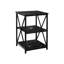 Table d'appoint noire aspect marbre avec structure en métal et rangement moderne en stratifié