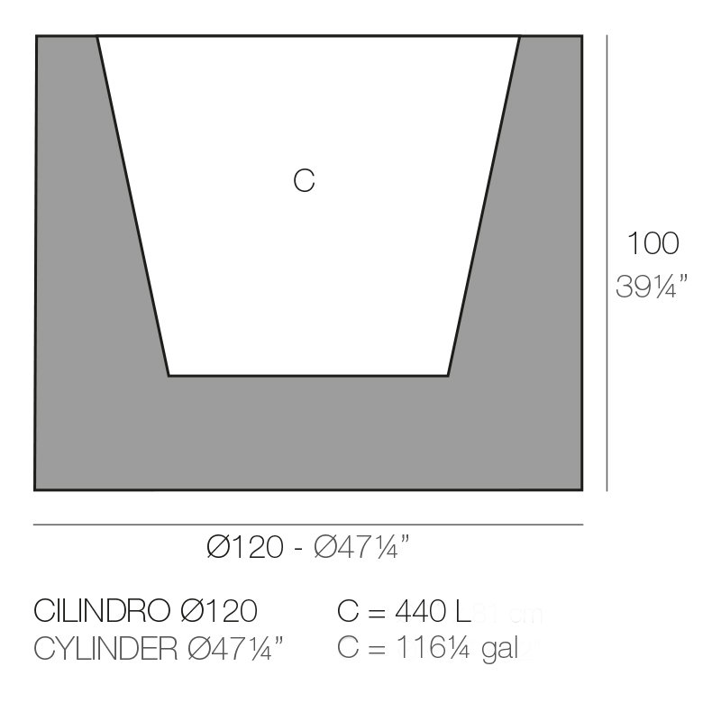 Cilindro Resin Pot Planter, 39.25" H x 47.25" W x 47.25" D
