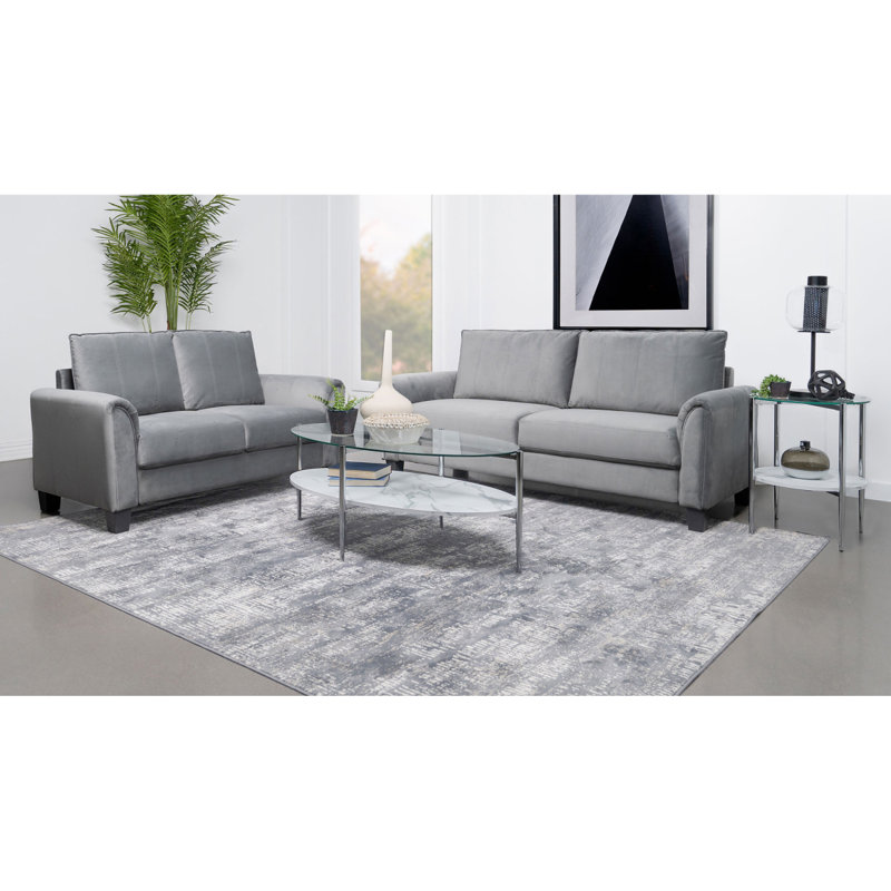 Dixon Grey Upholstered 2-Piece Sofa Set