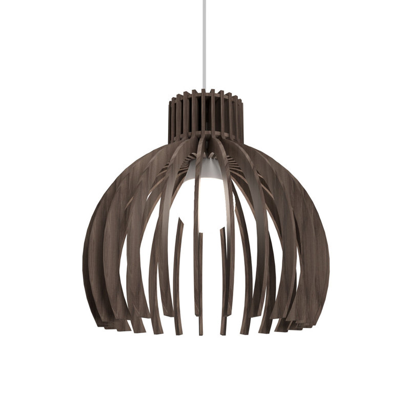 Mini American Walnut Globe Pendant Light with Black Accents