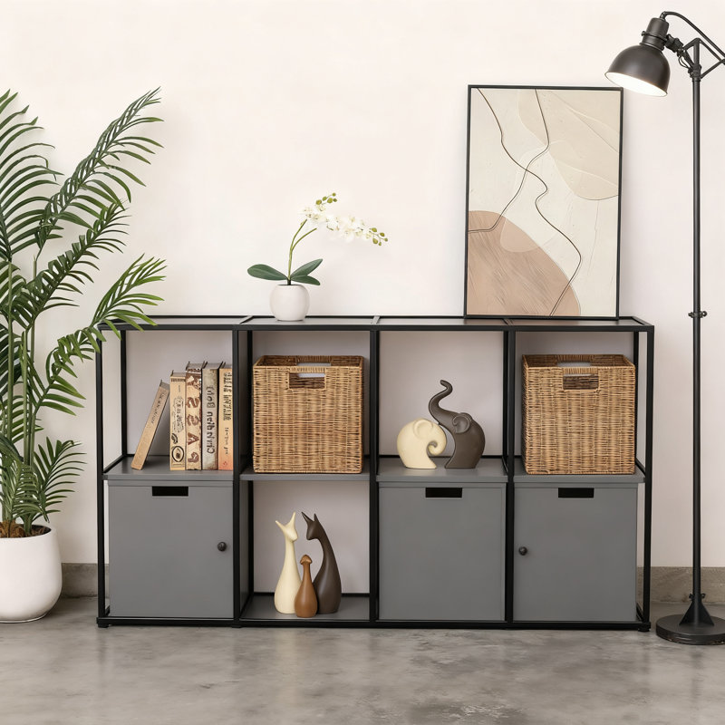 Plastic Wicker Storage Baskets Set Of 3, 10.5 Inch Cube Organizer Bins With Handles For Shelves, Kallax, And Home Organization