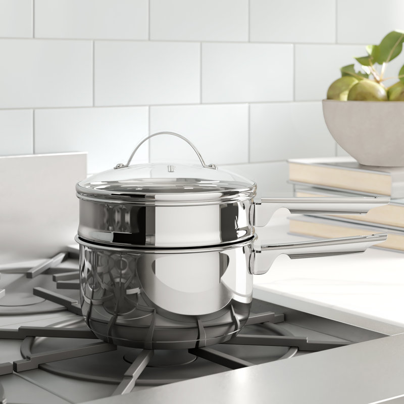 Bain-marie en acier inoxydable de 2 pte avec couvercle Ebern Designs