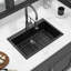 Évier 33 x 22 po en composite de quartz, aspect granit noir, évier de surface hygiénique et insonorisé
