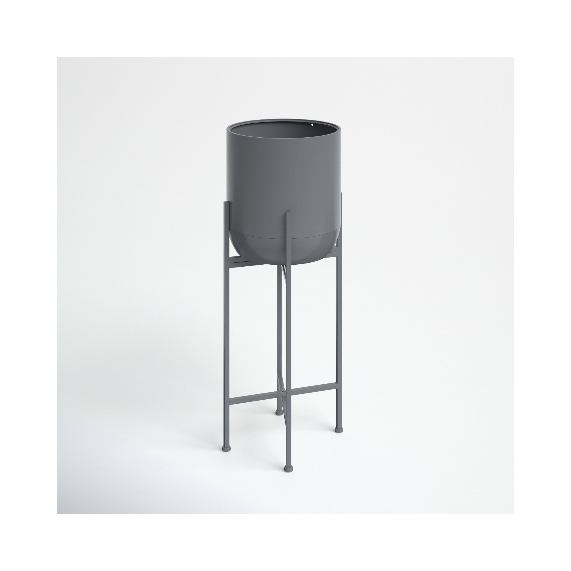 Metal Pot Planter, Dark Gray, 35.5" H x 13" W x 13" D