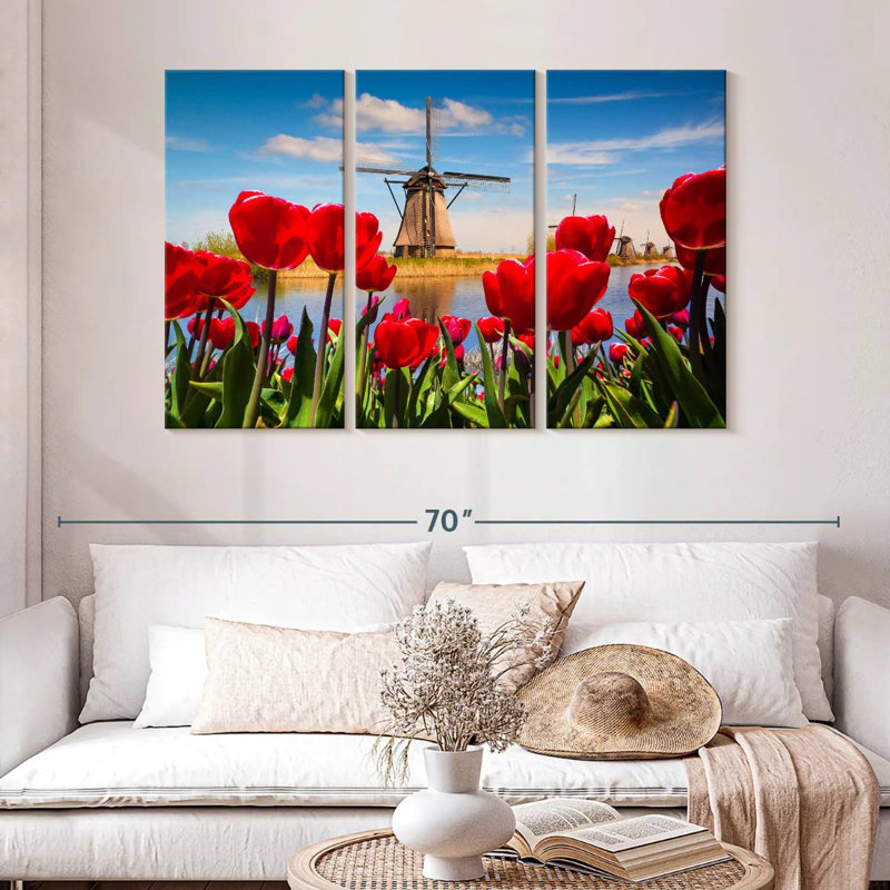 Harnek Tulips Windmill, 32" H x 50" W