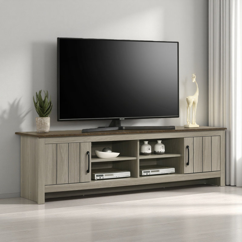Meuble télé 68,5 po avec tablettes et portes d'armoire
