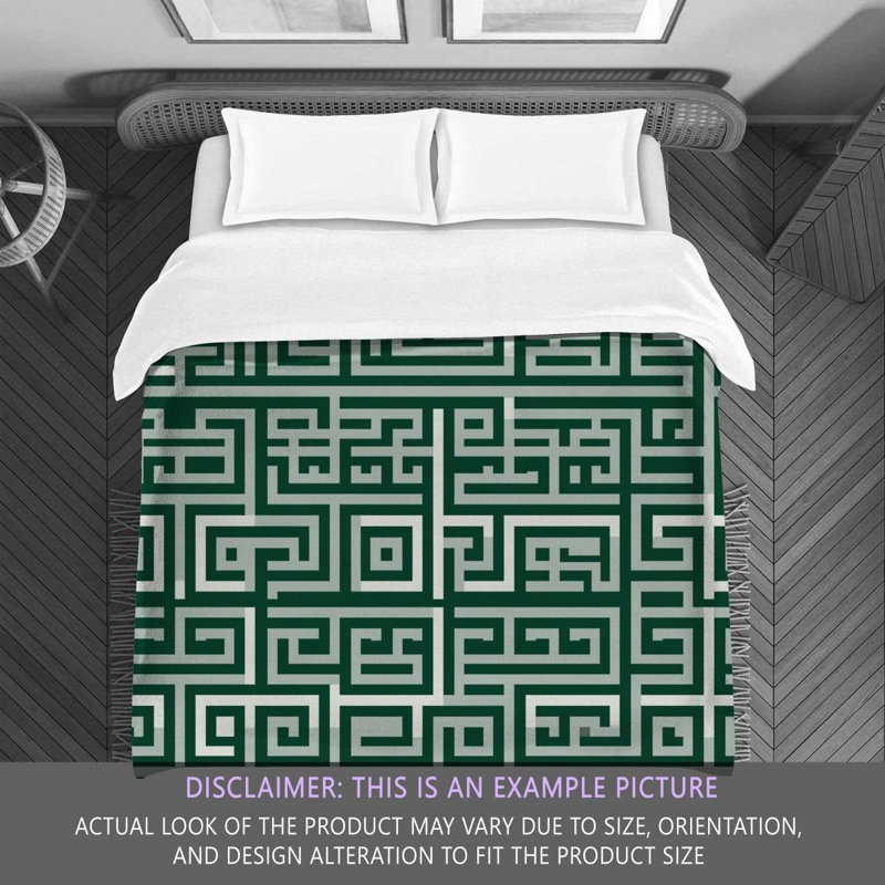 Polyester Comforter, Twin Extra Long Comforter, Green/Silver Geometric