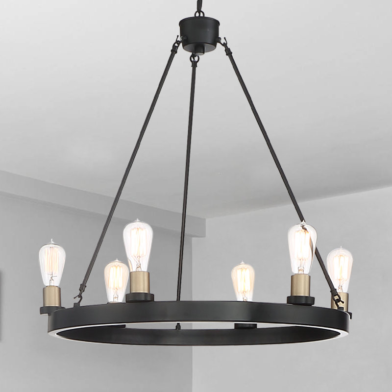 Campuzano 6 - Light Waggon Wheel Chandelier