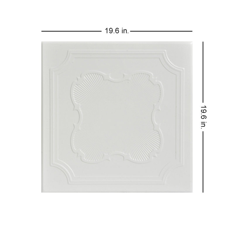 Carreau de plafond en polystyrène collé 1,6 pi x 1,6 pi Coronado, Blanc colombe