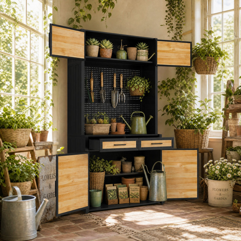 Armoire de rangement avec panneau perforé l 47,2 po x P 16,9 po x H 82,7 po