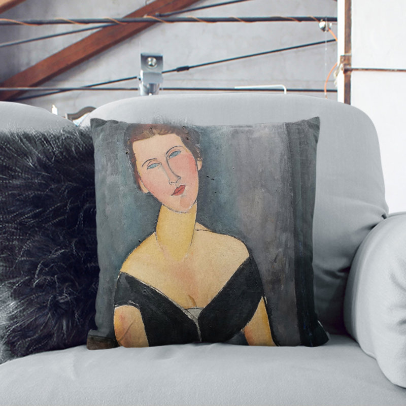 Madame Muyden Square Throw Cushion, Black, 40cm H x 40cm W x 15cm D