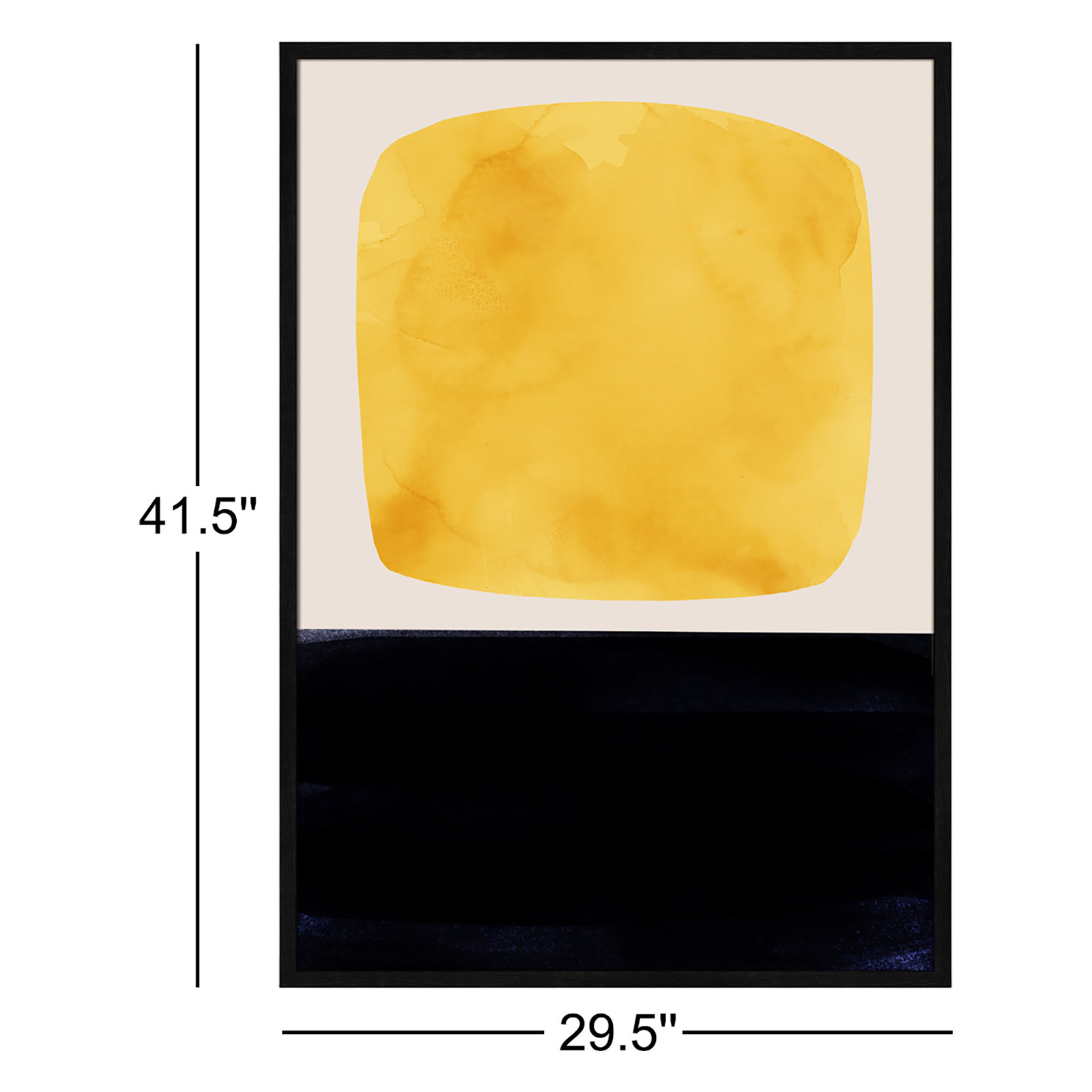 Boxed-Yellow by Aoibhne Hogan, 41.5" H x 29.5" W x 0.75" D, Black Wood Grain Paper